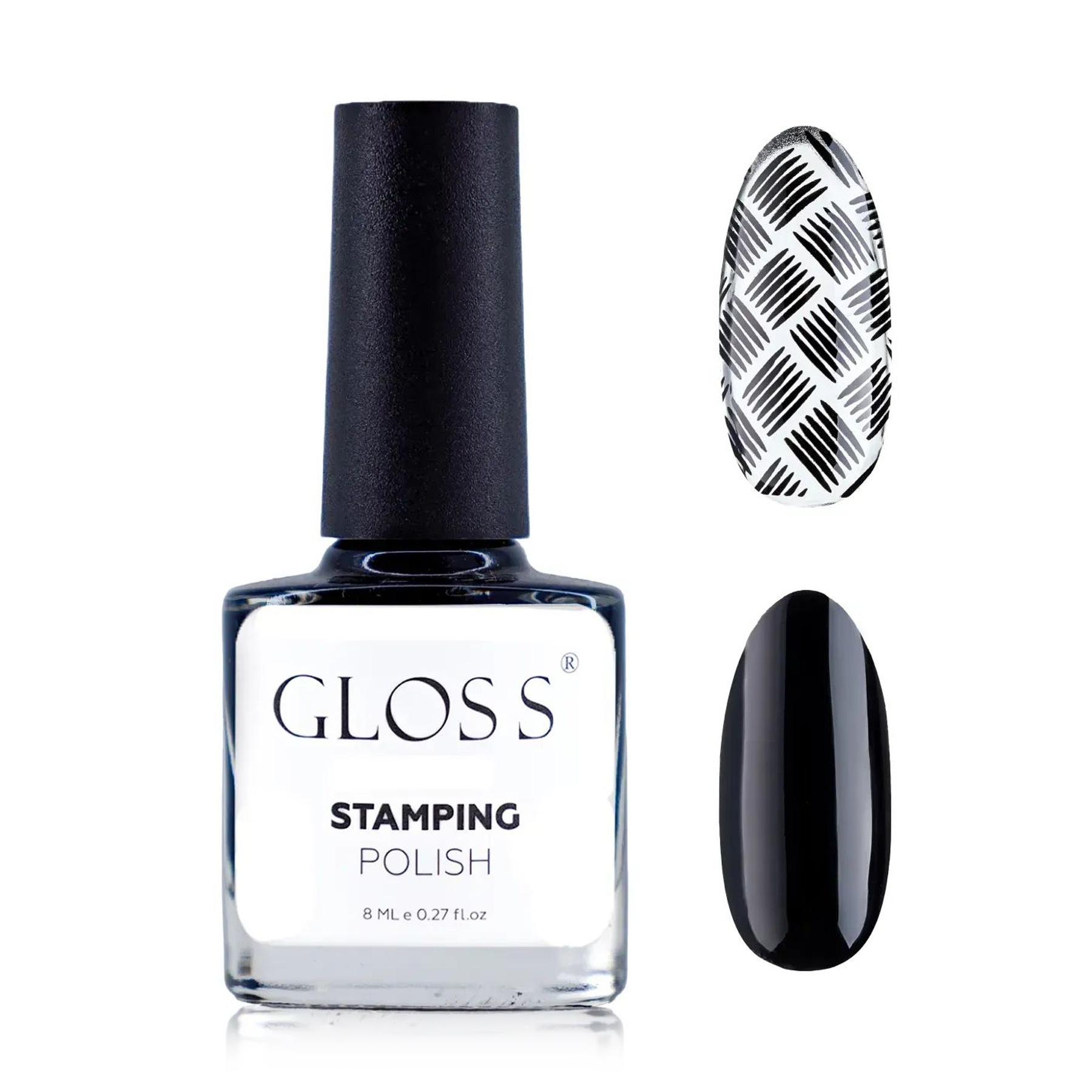 Лак для стемпінгу Gloss Stamping Polish 01 Чорний, 8 мл